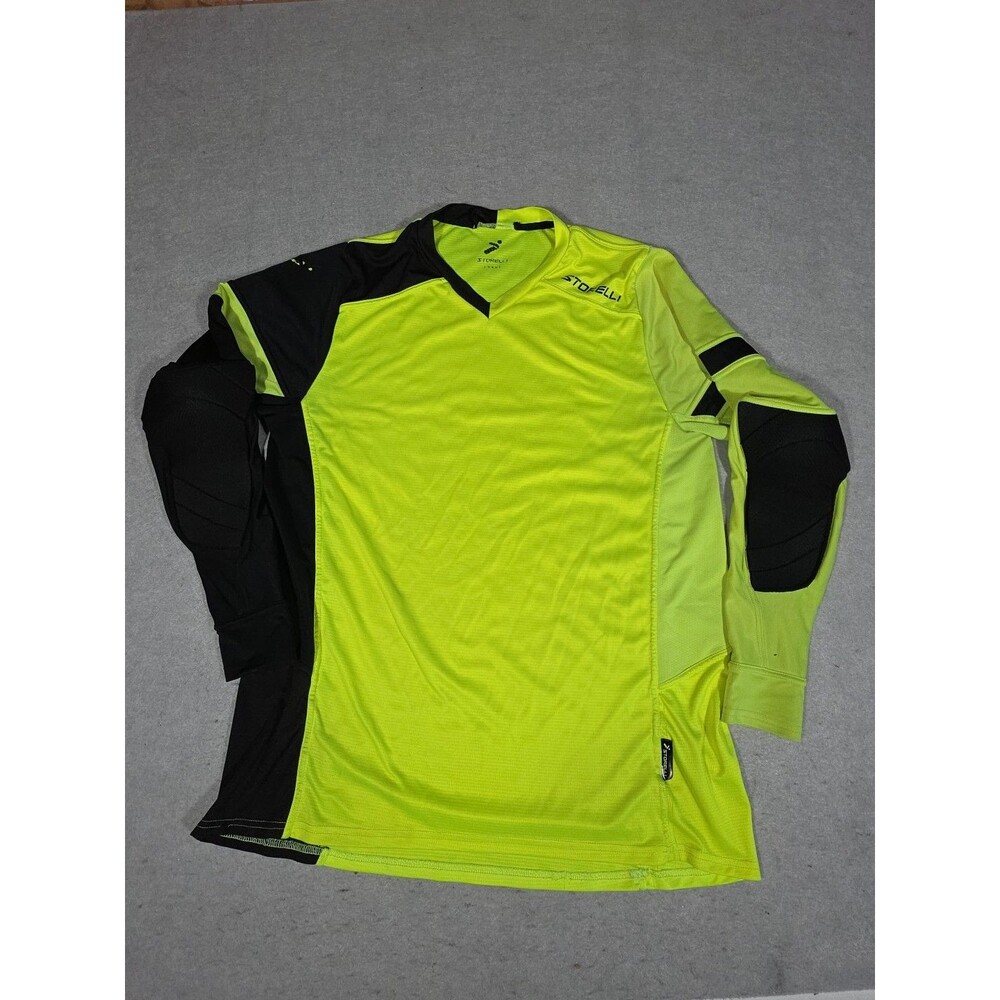 Storelli Soccer Goalie Jersey Shirt Mens Large Neon Green Elbow Pads Mesh Vents